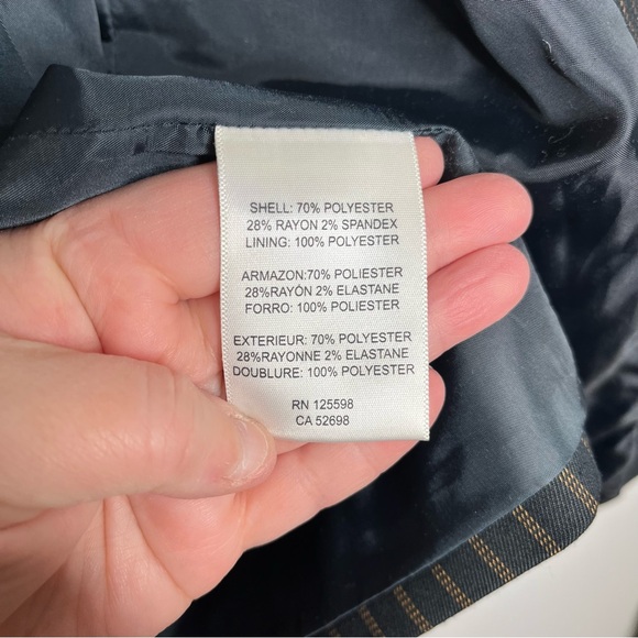 Ellen Tracy Size XL Black w/ Brown Pinstripe Open Front Tailored Vest Waistcoat - Picture 6 of 8